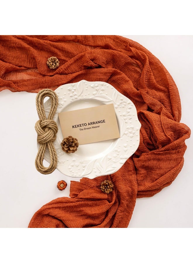 HOMESTAR Table Mat, Ruffled Table Runner, Elegant Dining Table Decoration, For Wedding/Baby Shower/Friend Gathering/Party/Banquet/ Celebration Table Setting, Restaurant Decoration, Home Decoration, Orange, 90x305cm - Image 3